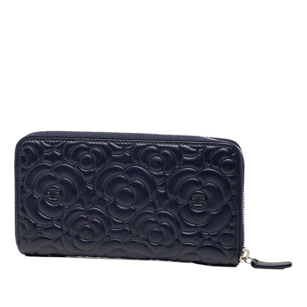 CHANEL Authentic Blue Leather Logo Wallet - Picture 2 of 7